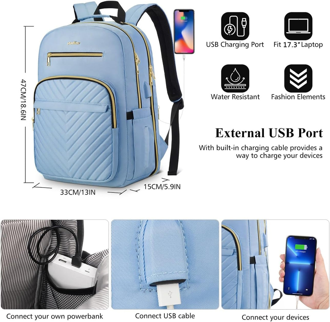 YAMTION Rucksack Damen,Schulrucksack Mädchen Teenager Schultasche Frauen 17.3 Zoll Laptop Rucksack m