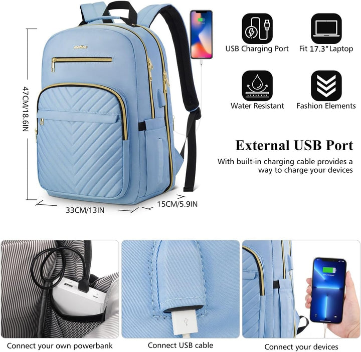 YAMTION Rucksack Damen,Schulrucksack Mädchen Teenager Schultasche Frauen 17.3 Zoll Laptop Rucksack m