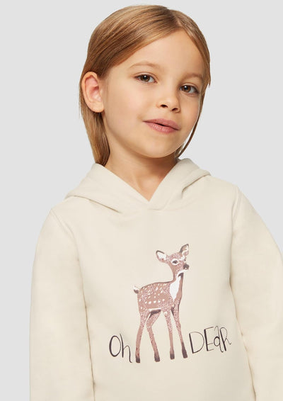 s.Oliver Wärmendes Kapuzen-Sweatshirt mit Glitzerprint 116-122 Helles Sand, 116-122 Helles Sand