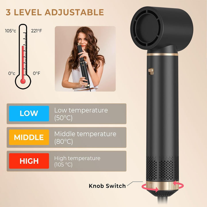 UKLISS Hairstyler 5 in 1 Haarstyler Pro Air Styler Set - 1000w Rundbürstenföhn zum Trocknen und Styl