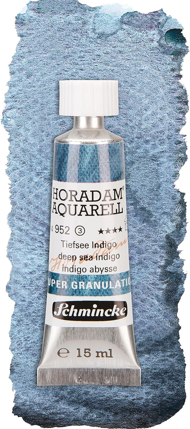 Schmincke – HORADAM® AQUARELL, Super Granulation Set Tiefsee, 5 x 15 ml-Tuben, 74 841 097, Holzkaste