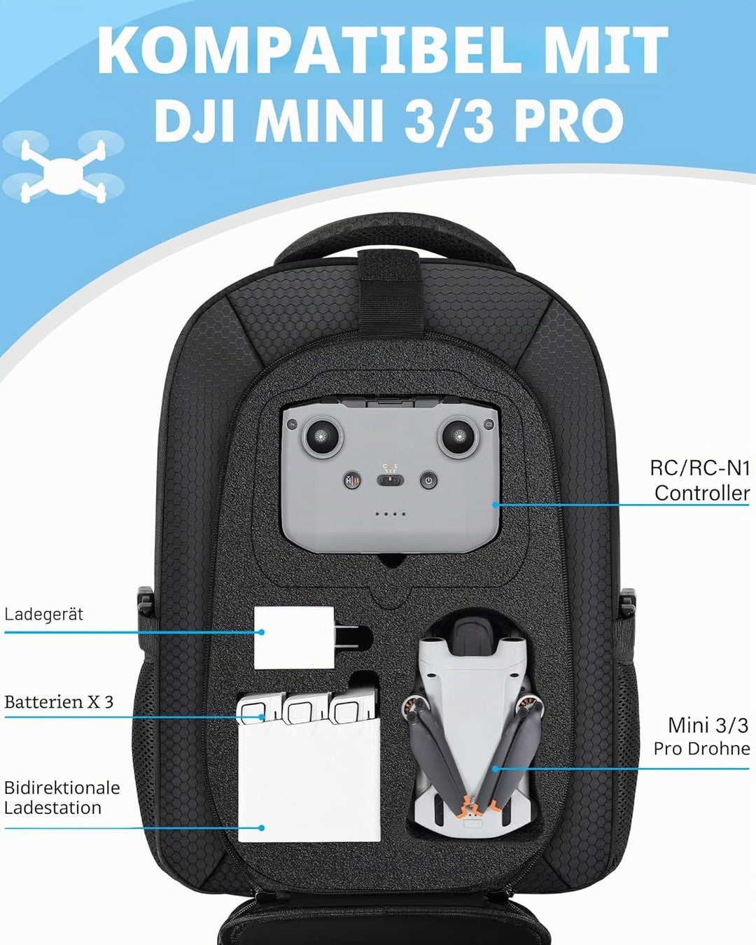 DJI Mini 4 Pro Case Waterproof Hard Carrying Case Travel Drone Bag Backpack For Fly More Combo Acces
