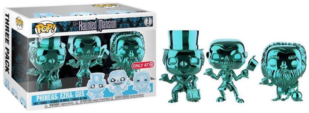 POP! Disney The Haunted Mansion 3 St ck Blaugr n Metallic Chrom Phinas Ezra Gus; exklusiv!