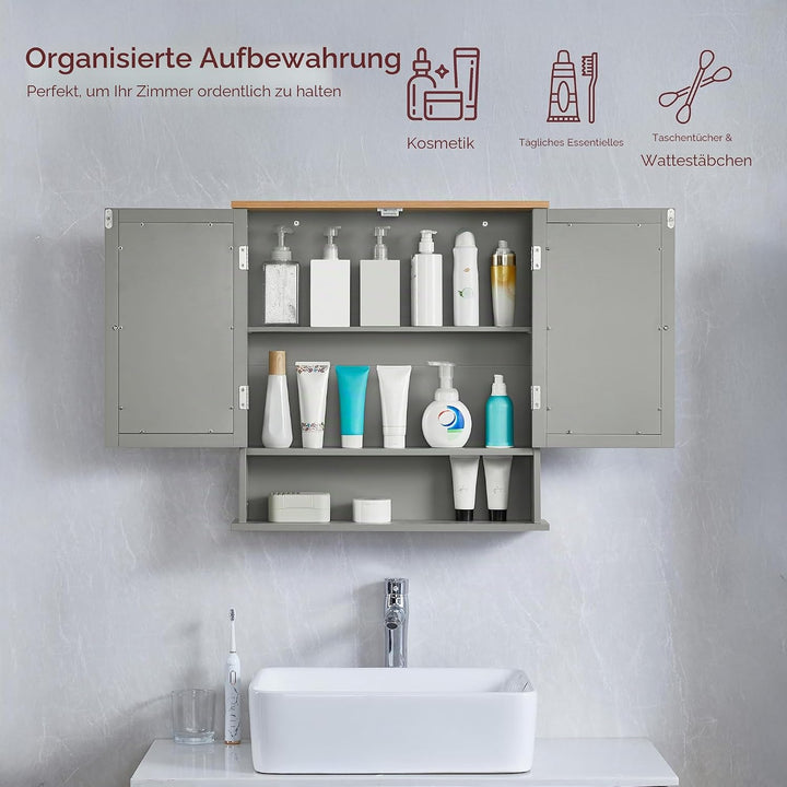 Bath Vida Hoch-& Midischränke fürs Bad, Mitteldichte Holzfaserplatte, Grau, Standard 2-türiger versp