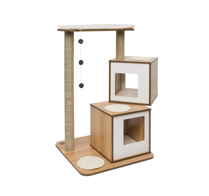 VESPER Catit 52048 Vesper Katzenmöbel Double, walnuss, zwei Kubus-Höhlen mit einer Plattform, 1 Stüc