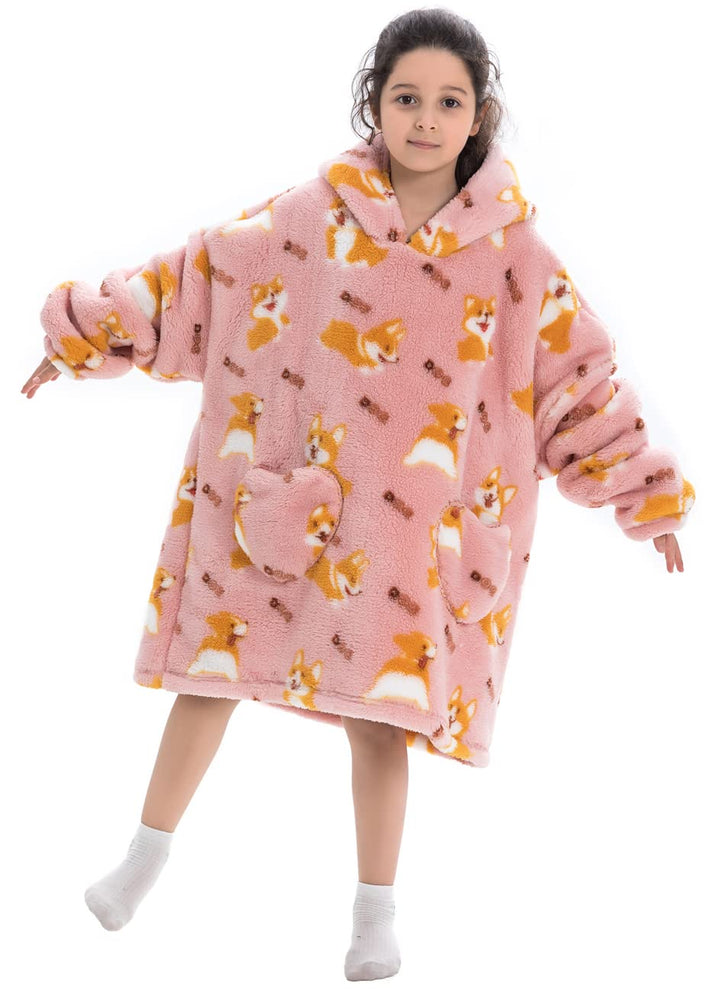 Ruiuzioong Kinder Übergrosse Kapuzenpullover,Super Weich Warmes Bequeme Tragbare Decken Sweatshirt f