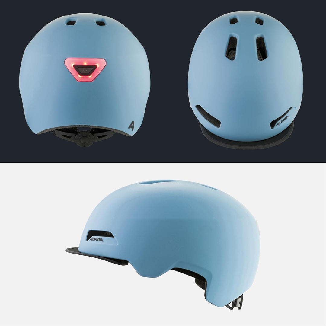 ALPINA BROOKLYN - Beleuchteter, Robuster und Komfortabler Urban Fahrradhelm Mit LED-Licht Für Erwach
