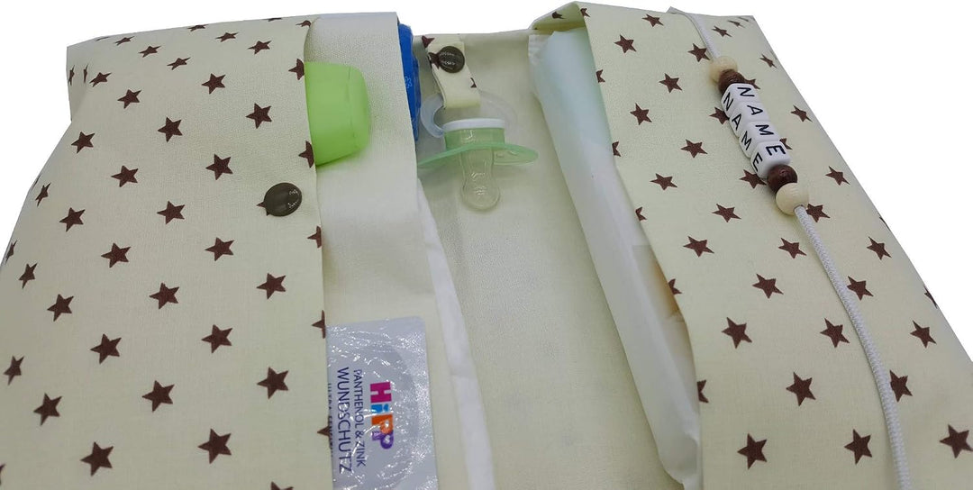Grosse Windeltasche XXL mit Name Wickeltasche vanille/braun Innen glatte Baumwolle, vanille/braun In