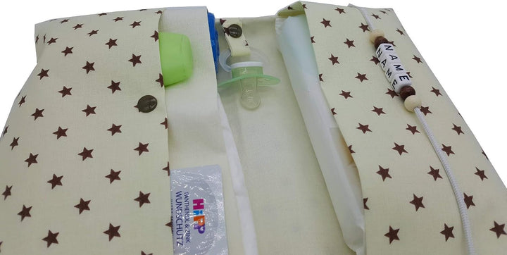 Grosse Windeltasche XXL mit Name Wickeltasche vanille/braun Innen glatte Baumwolle, vanille/braun In