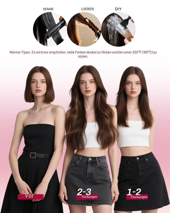 Moresoo Clip Extensions Echthaar Günstig Haarverlängerung Echthaar Clip Schwarz Doppelt Tressen Clip