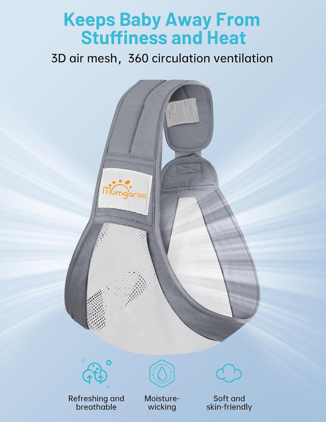 Tragetuch Baby, Mumgaroo Babytrage Neugeborene ab Geburt, On the Go Multifunktionale, für Babys von