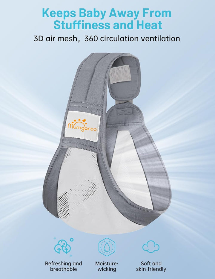 Tragetuch Baby, Mumgaroo Babytrage Neugeborene ab Geburt, On the Go Multifunktionale, für Babys von