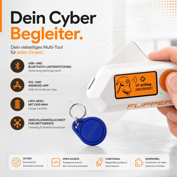 Flipper Zero Basic Set | Flipper Zero | Silikonhülle | USB-C Kabel | Anleitung