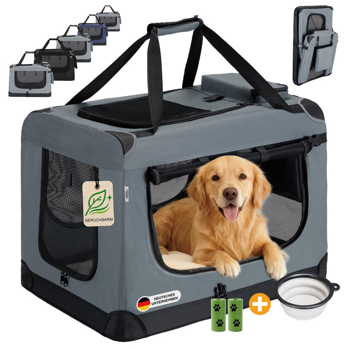 Zedelmaier Hundebox Faltbar Hundetransportbox, XL 81x58x56cm, robust Transportbox für Hund Gross Hun