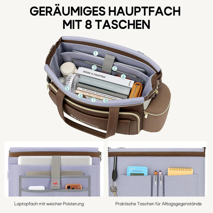 RAINSMORE Lehrertasche Damen Gross Laptoptasche, 15,6 Zoll | Arbeitstasche Isolierfach und Gross Get