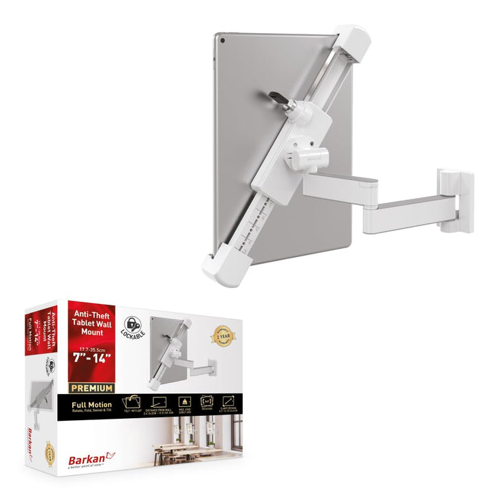 Barkan Lockable Tablet Mount Holder for 8.7-12 inch Devices, Anti-Theft, Full Motion Articulating, 3