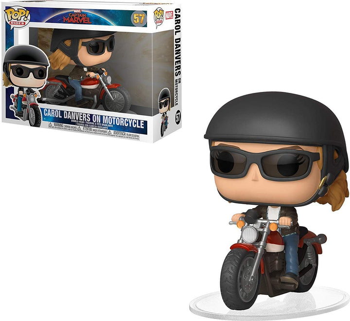 Funko FK36418 Rides Captain Marvel: POP 8 Zubehör, Multi, One-Size Carol Danvers auf Motorrad, Carol
