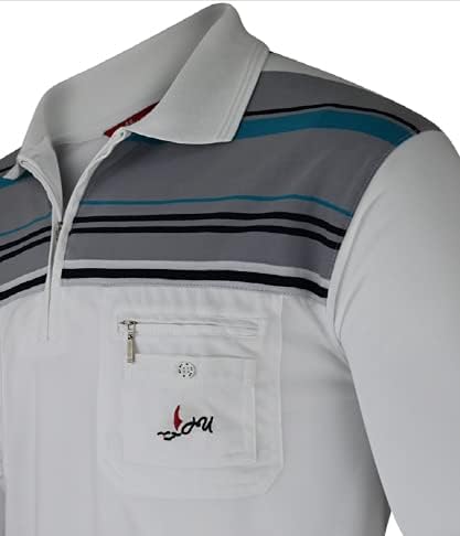 Soltice Herren Langarm Poloshirt mit Brusttasche, Polohemd mit kariert, Gestreiftem Kragen, Blousons