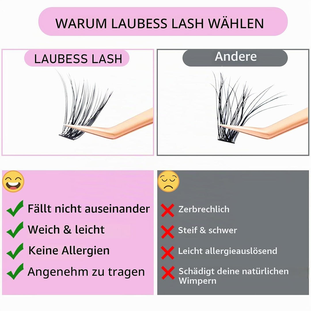 Lash Extension Set 300 Pcs Wimpern Extensions Set Bond and Seal Lash Glue Wimpernbürste Klebereste E
