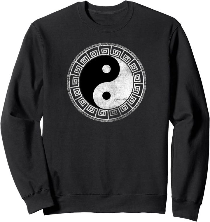 Retro Griechischer Schlüssel Ying Yang Feng Shui Yin Yang Sweatshirt