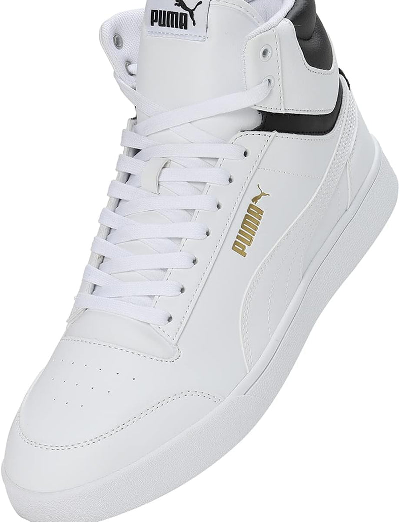 PUMA Unisex Shuffle Mid Sneaker 38.5 EU Puma White Puma White Puma Black Puma Team Gold, 38.5 EU Pum