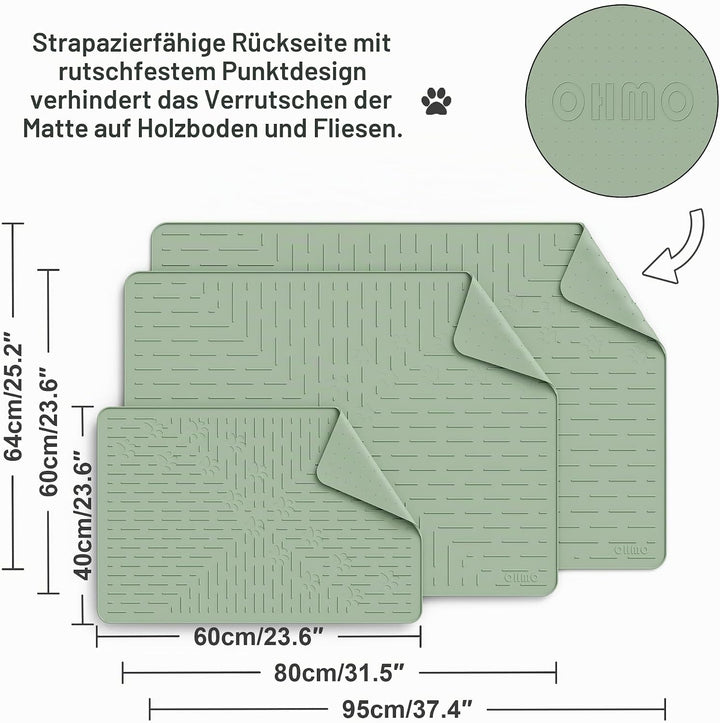OHMO Katzenklo Matte aus Premium-Silikon 95x64cm Gross, Wasserdicht und BPA-Frei Katzenstreu Matte,