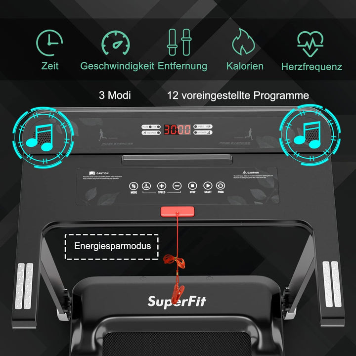 COSTWAY Elektrisches Laufband App-kontrolliert | Bluetooth | 3 Modi 12 voreingestellte Programme | L