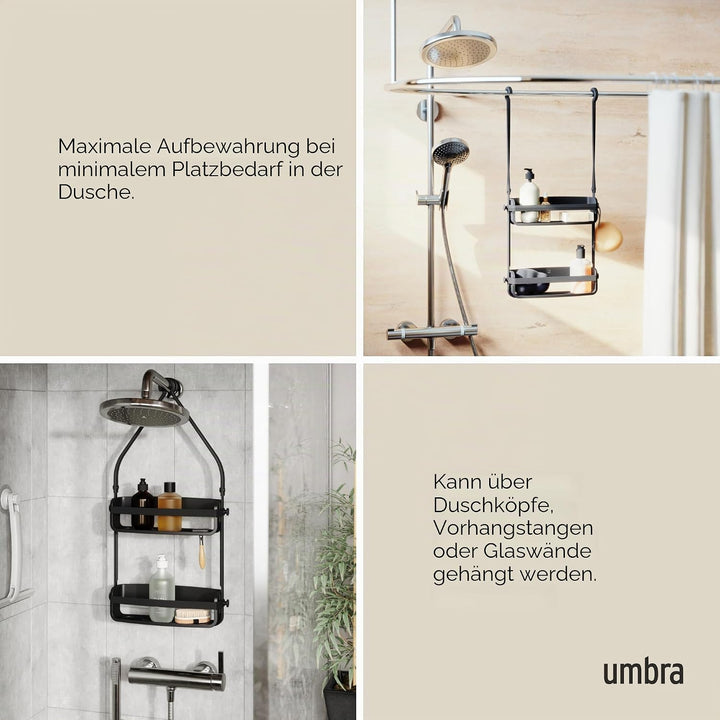 Umbra Flex Duschablage, Duschregal, Duschcaddy, Duschdiener, Schwarz Schwarz Duschablage mit 2 Fäche