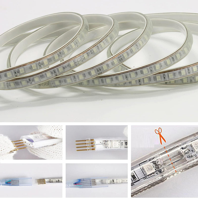 FOLGEMIR 3m RGB LED Strip, 220V dimmbar Streifen, 5050 Farbwechsel Lichtleiste, 60 LEDs/m Led Band,