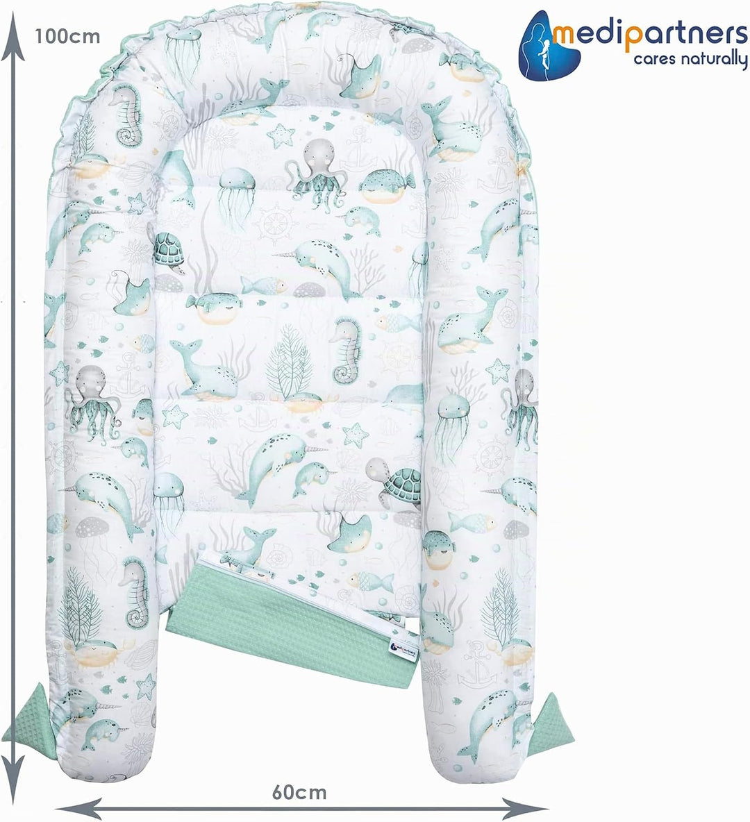 Medi Partners Babynest Kuschelnest Babynestchen 100% Baumwolle Nestchen Reisebett für Babys Säugling