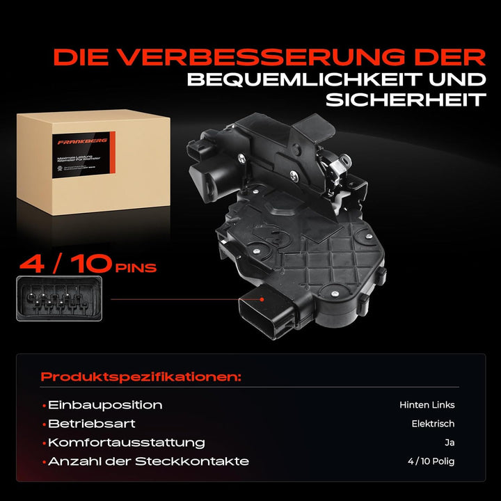 Frankberg Türschloss Stellmotor Hinten Links 4/10-Polig Kompatibel mit Discovery IV L319 LA SUV 2010