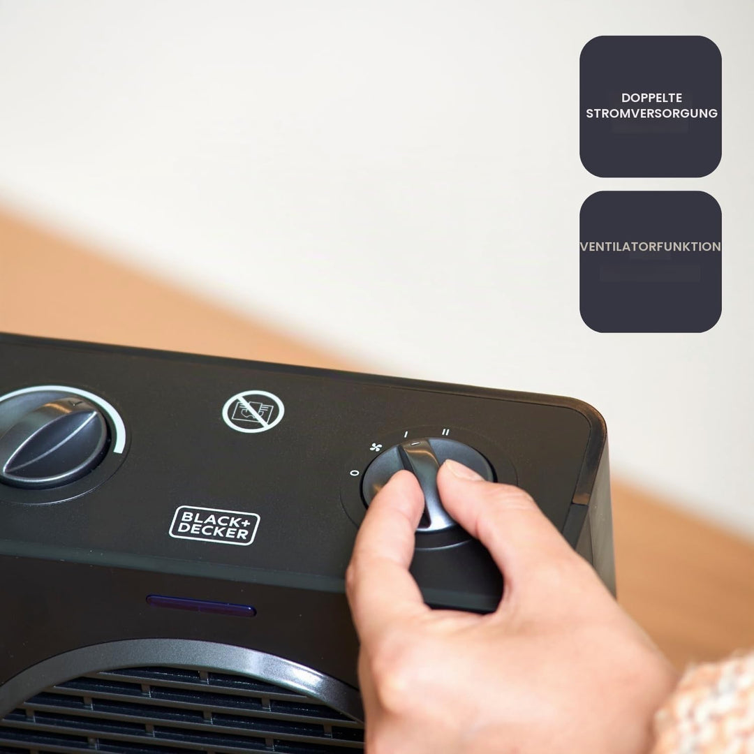 Black+Decker ES9460040B BXSH1500E Keramik-Heizlüfter, Schwarz 1500W | Kompakt, 1500W | Kompakt