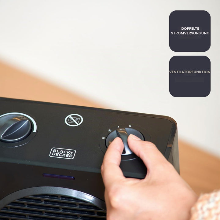 Black+Decker ES9460040B BXSH1500E Keramik-Heizlüfter, Schwarz 1500W | Kompakt, 1500W | Kompakt