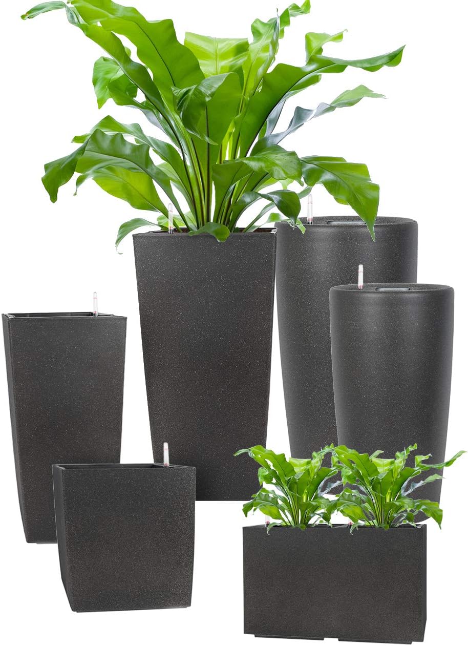 Pflanzwerk® ÖKOSYSTEM Pflanzkübel Square - Blumentöpfe Übertöpfe mit BEWÄSSERUNGSSYSTEM - 19x10x10cm