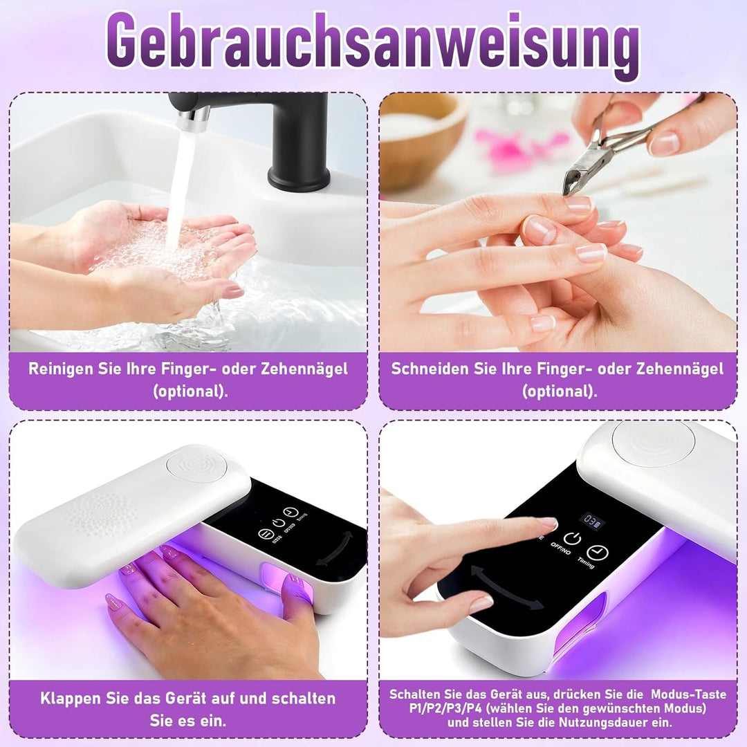 Nagelpilz Lasergerät, UV Lampe für Gelnägel, UV LED Nagellampe mit 36 Perlen 4 Lichtquellen 3 Timer
