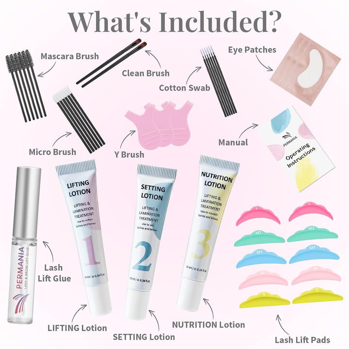 PERMANIA Wimpernlifting Set - Korean Lash Lift, Verbessertes Wimpernwelle und Augenbrauen Lifting Se