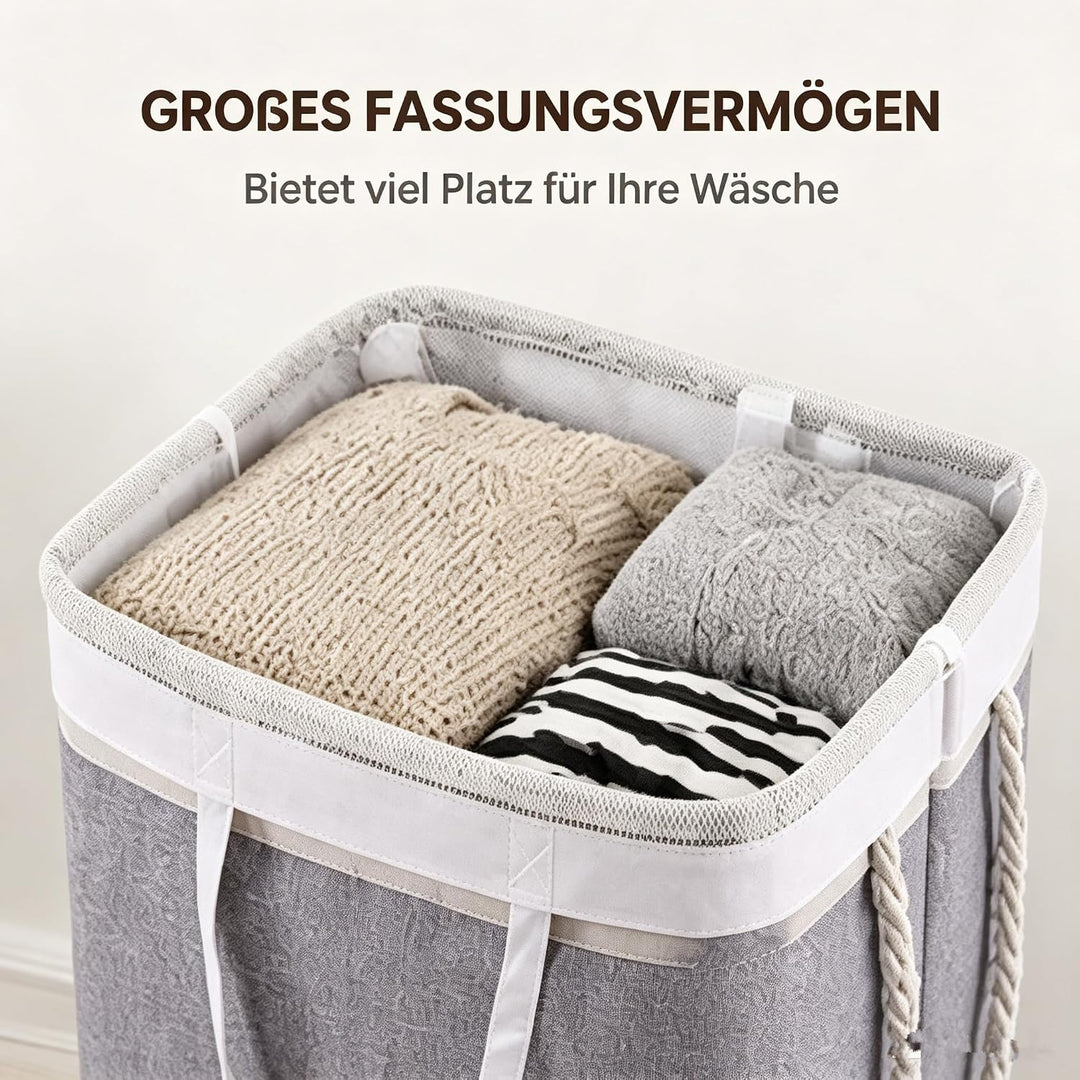 65L Schmal Wäschekorb, Faltbarer Wäschekorb mit herausnehmbarer Wäschetasche, Grosser Wäscheorganize