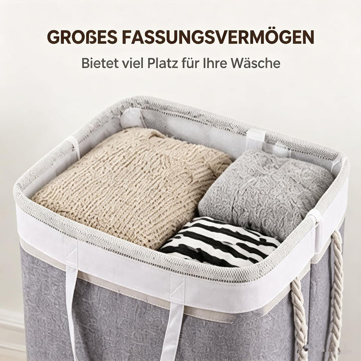 65L Schmal Wäschekorb, Faltbarer Wäschekorb mit herausnehmbarer Wäschetasche, Grosser Wäscheorganize