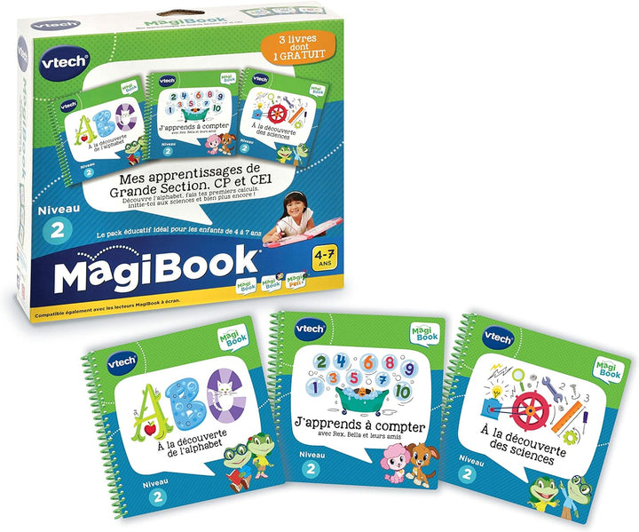 VTech 80-489005 MES APPRENTISSAGES DE GDE Section, CP & CE1 Magibook – Lernbuch, Mehrfarbig Alphabet