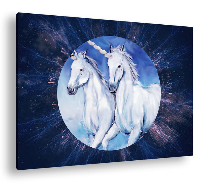 deyoli glorreiche Einhorner Format: 80x60 als Leinwandbild, Motiv fertig gerahmt auf Echtholzrahmen,