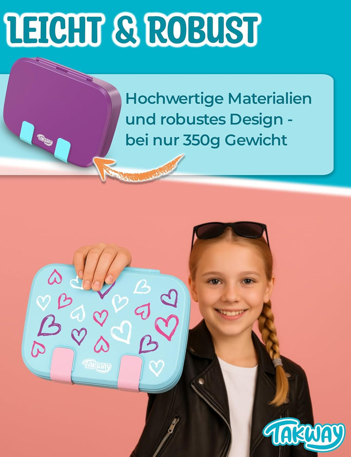 Brotdose Kinder mit Fächern - Bento Box Lunchbox BPA Frei - robust &amp; leicht zu öffnen (Dino), Dino