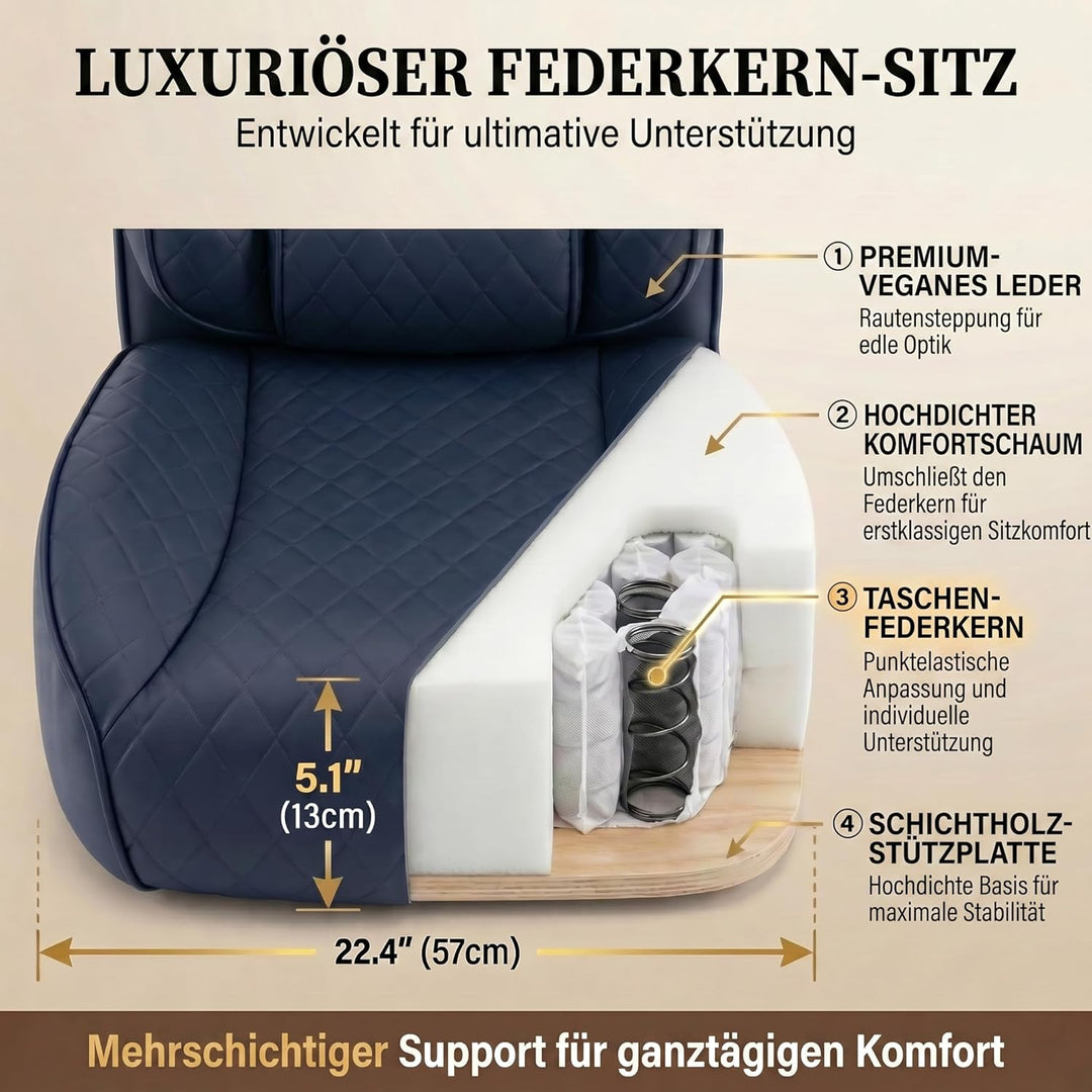 EXCEBET XXL Chefsessel bis 180kg Belastbar, Ergonomischer Bürostuhl mit Taschenfederkern, Breiter Dr