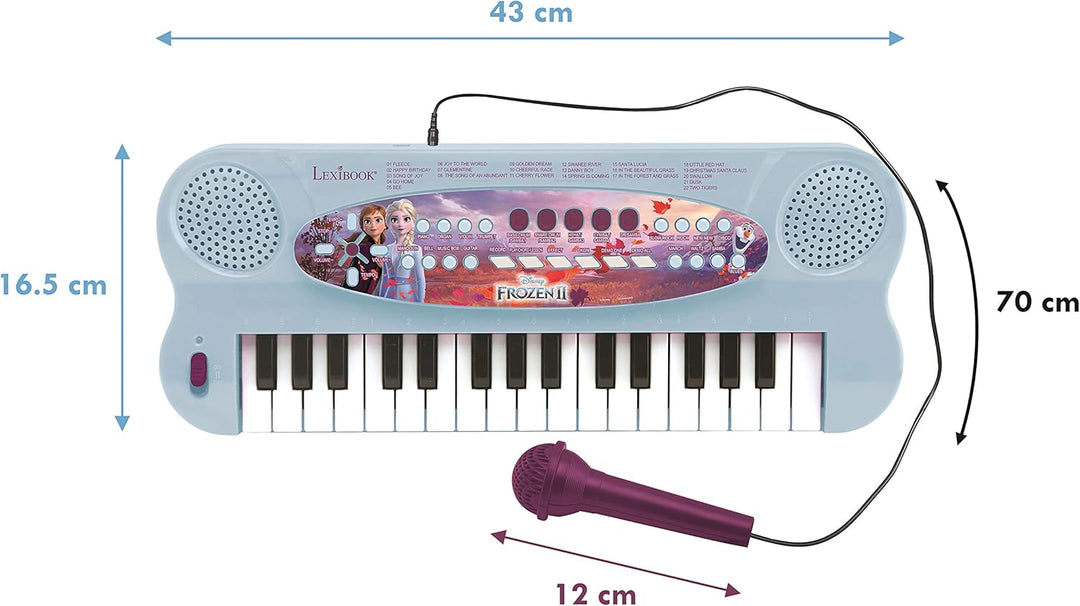 Lexibook K703FZ_50 Frozen 2 Die Eiskönigin ELSA Anna Olaf Elektronische Einhorn-Tastatur, 32-Tasten-
