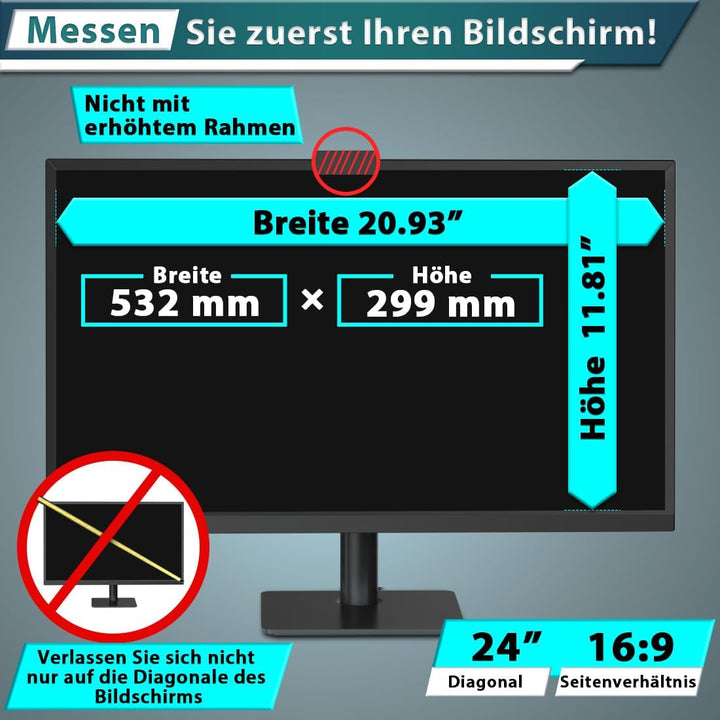 STARY Blickschutzfolie 24 Zoll für 16:9 Monitor, Anti-Blaulicht Displayschutz, Abnehmbarer Blendschu