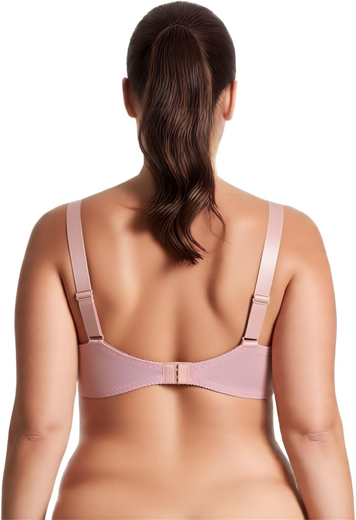 Curve Muse Damen Übergrösse Minimierer Ungefüttert Bügel Vollständige Abdeckung BH 75D Schwarz, Rosa