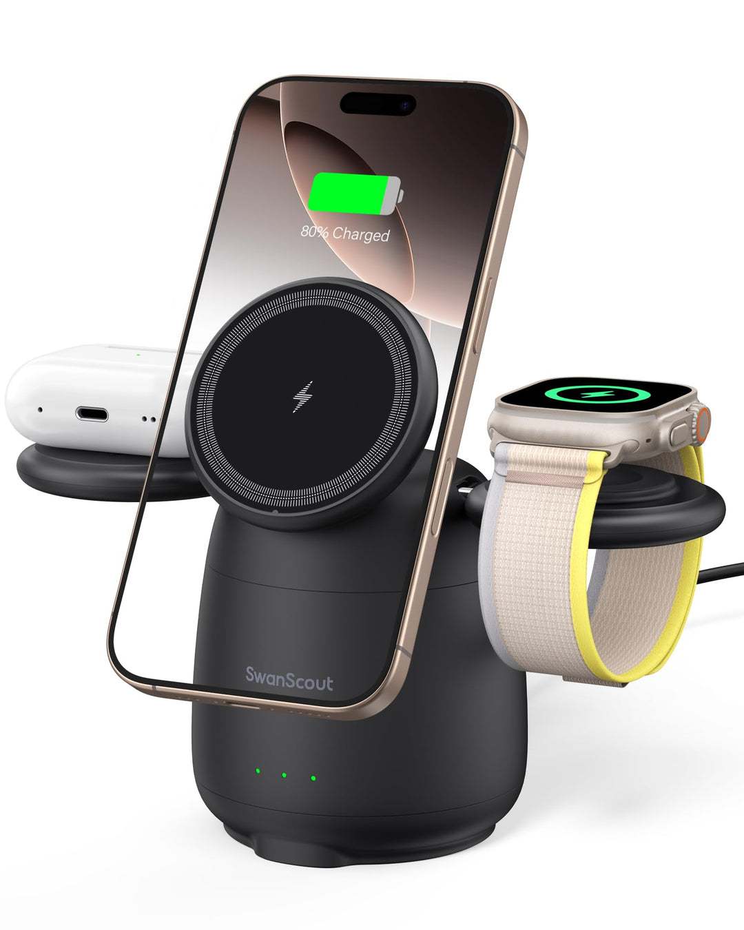 Induktive Ladestation für iPhone, Magnetisch Kabelloses Ladegerät für iPhone 17e/Air/17 Pro/17 Pro M