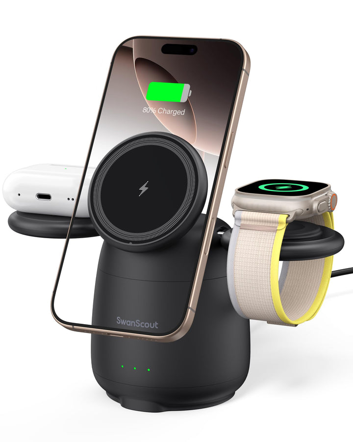 Induktive Ladestation für iPhone, Magnetisch Kabelloses Ladegerät für iPhone 17e/Air/17 Pro/17 Pro M