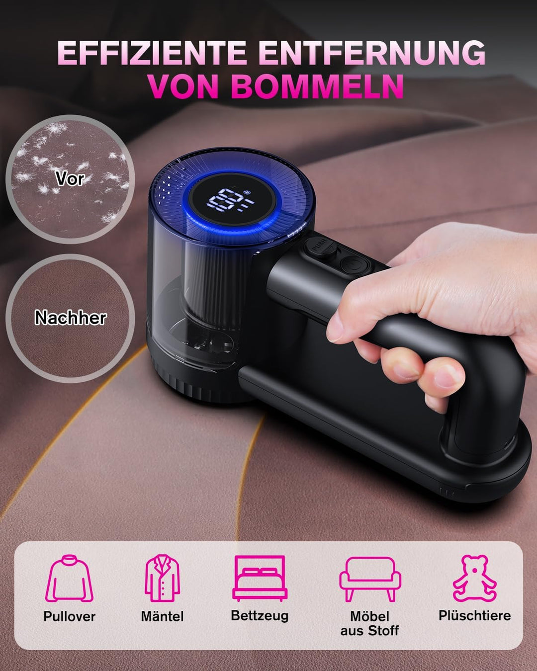 Fusselrasierer Elektrisch, [USB Aufladung] Homtronics Fusselentferner für Kleidungsstücke, LED-Anzei