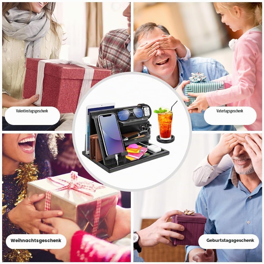 Geschenke für Männer Geschenke zu Valentinstag Holz Telefon Dockingstation Nachttisch Organizer Vate