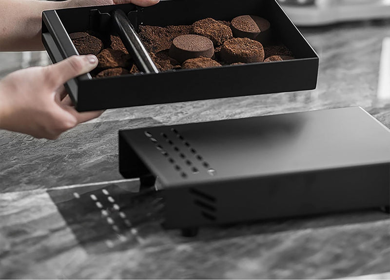 Fishawk Espresso-Klopfbox-Schublade, Edelstahl-Kaffeesatz-Klopfbehälter mit Abnehmbarer Klopfstange,
